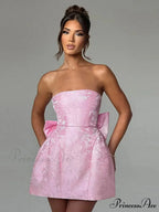 Bow Knot Open-Back Short Dress