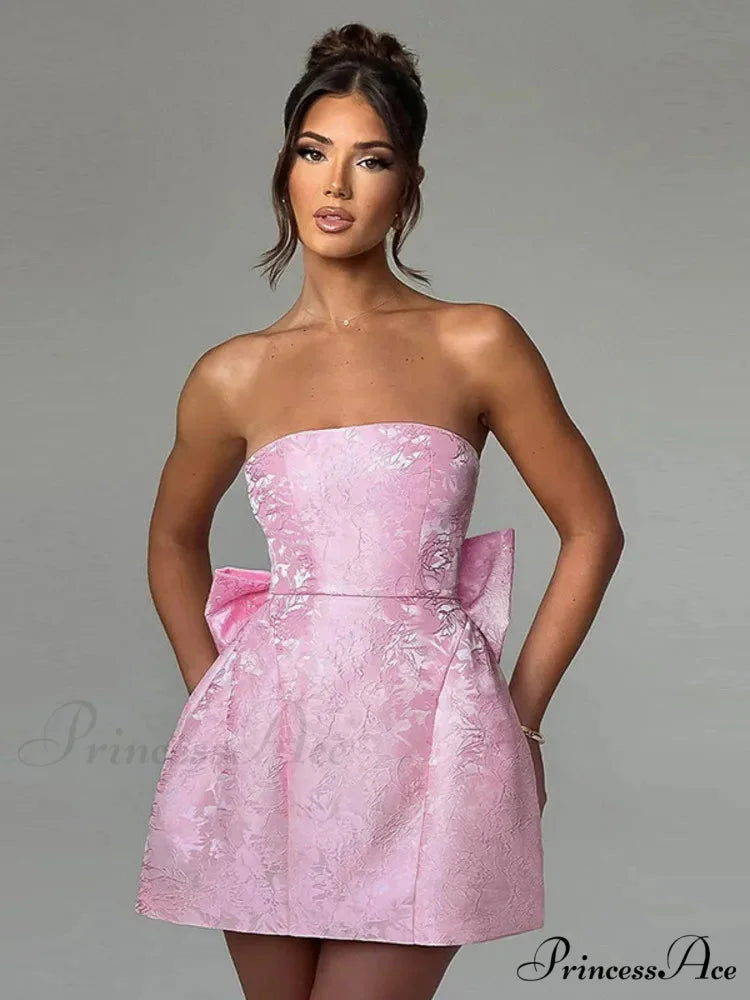 Bow Knot Open-Back Short Dress