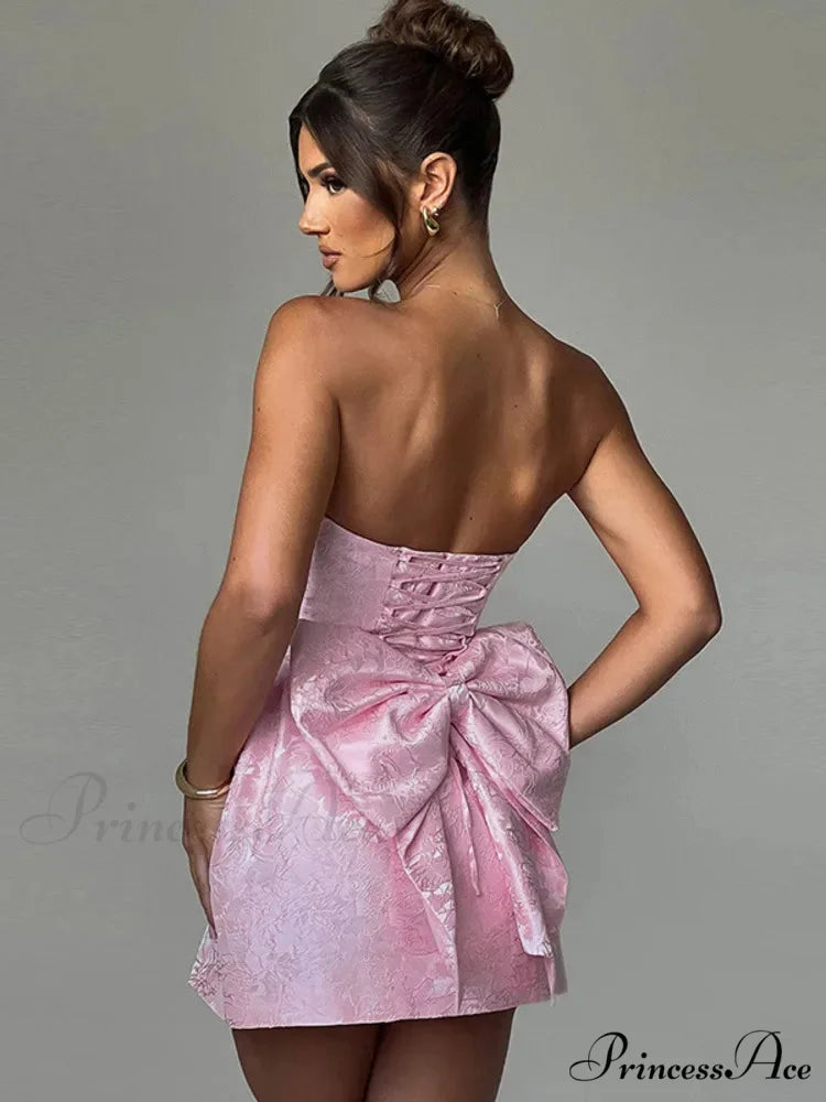 Bow Knot Open-Back Short Dress