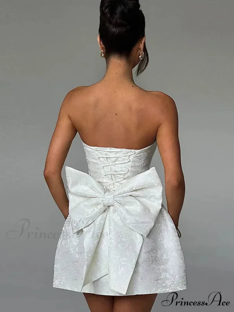 Bow Knot Open-Back Short Dress