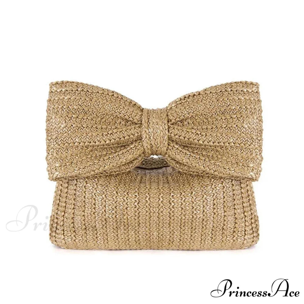 Bow Purse Straw Grip Wristlet