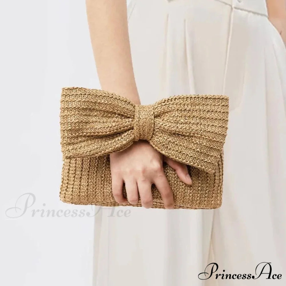 Bow Purse Straw Grip Wristlet