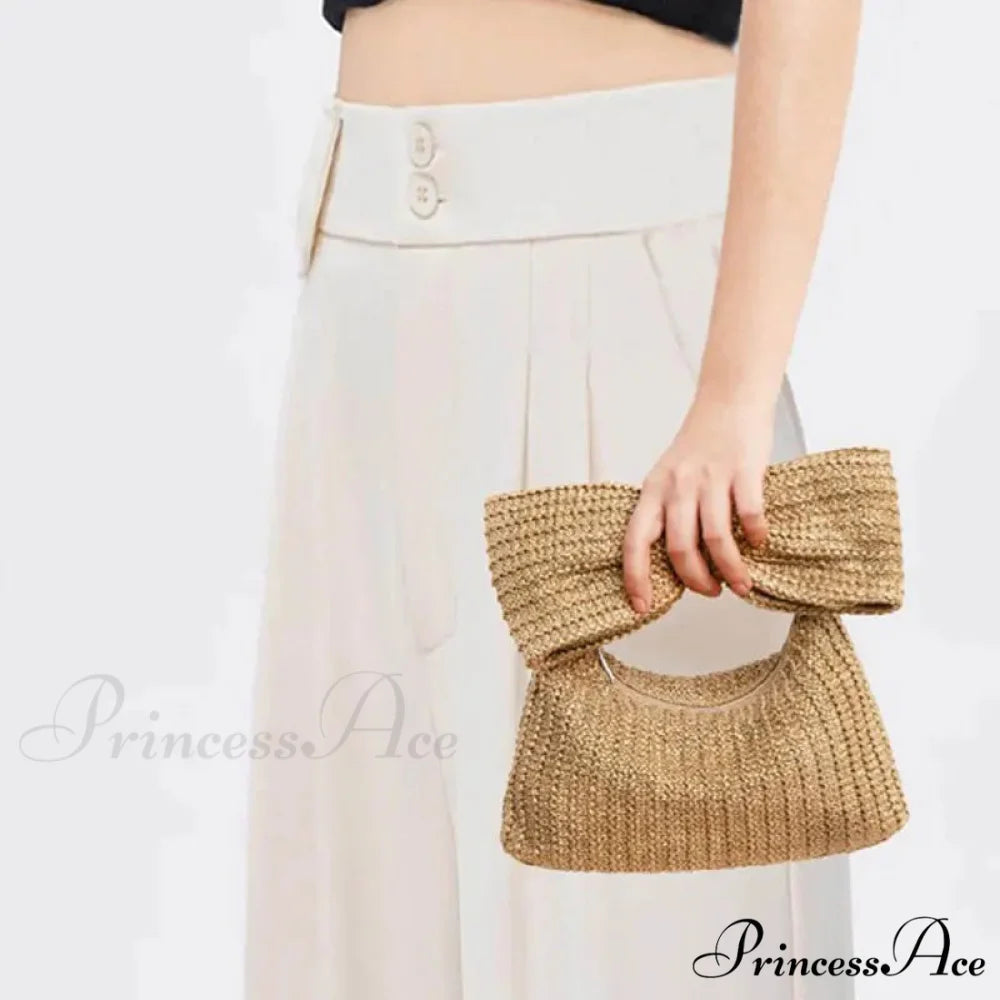 Bow Purse Straw Grip Wristlet