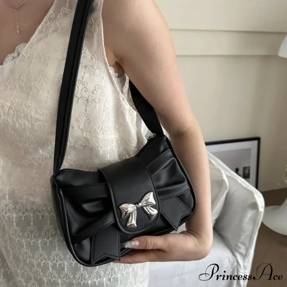 Bow Synthetic Leather Informal Shoulder Purse
