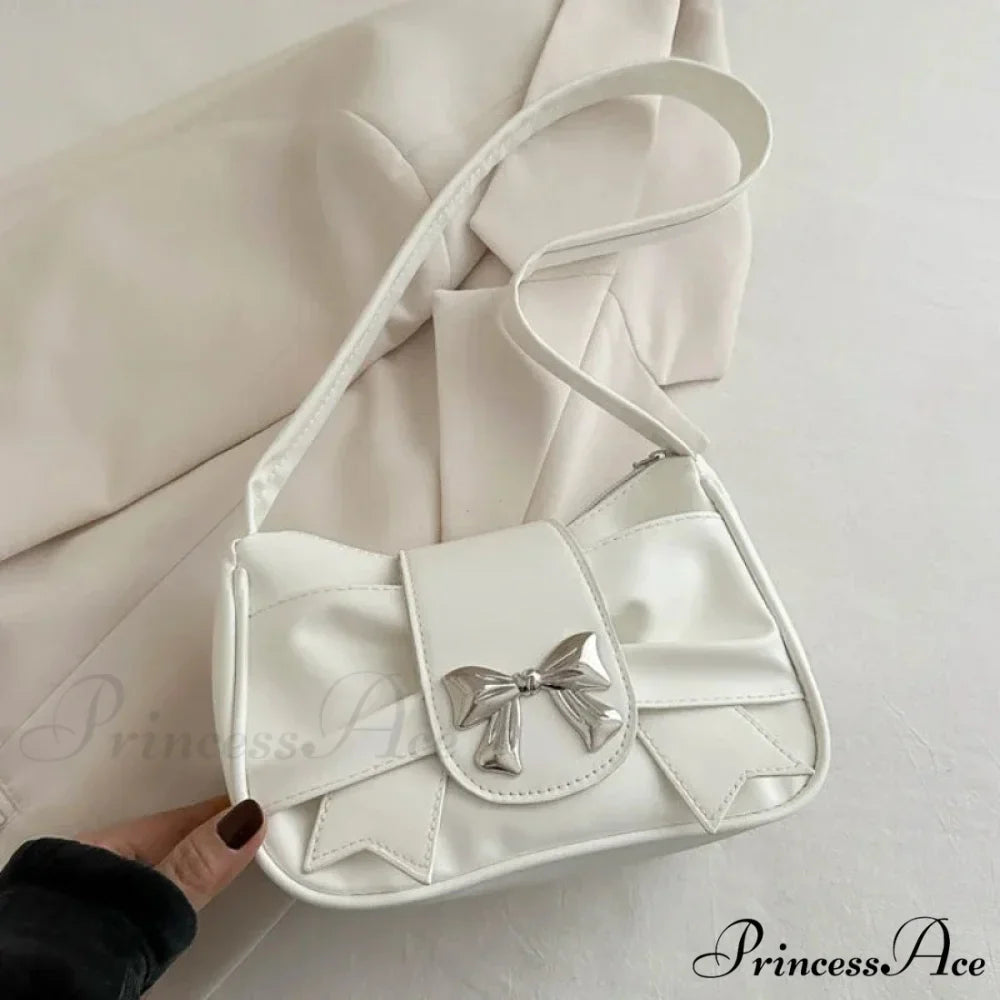 Bow Synthetic Leather Informal Shoulder Purse