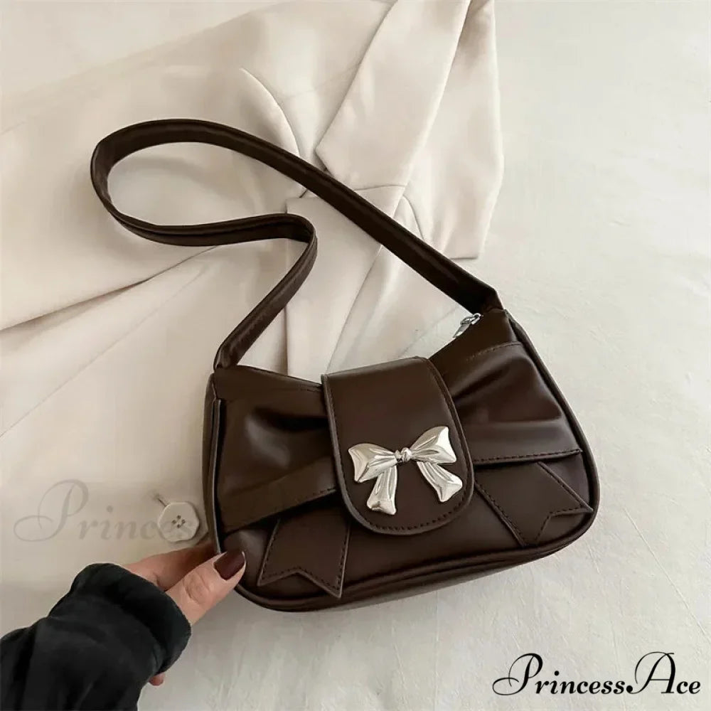 Bow Synthetic Leather Informal Shoulder Purse