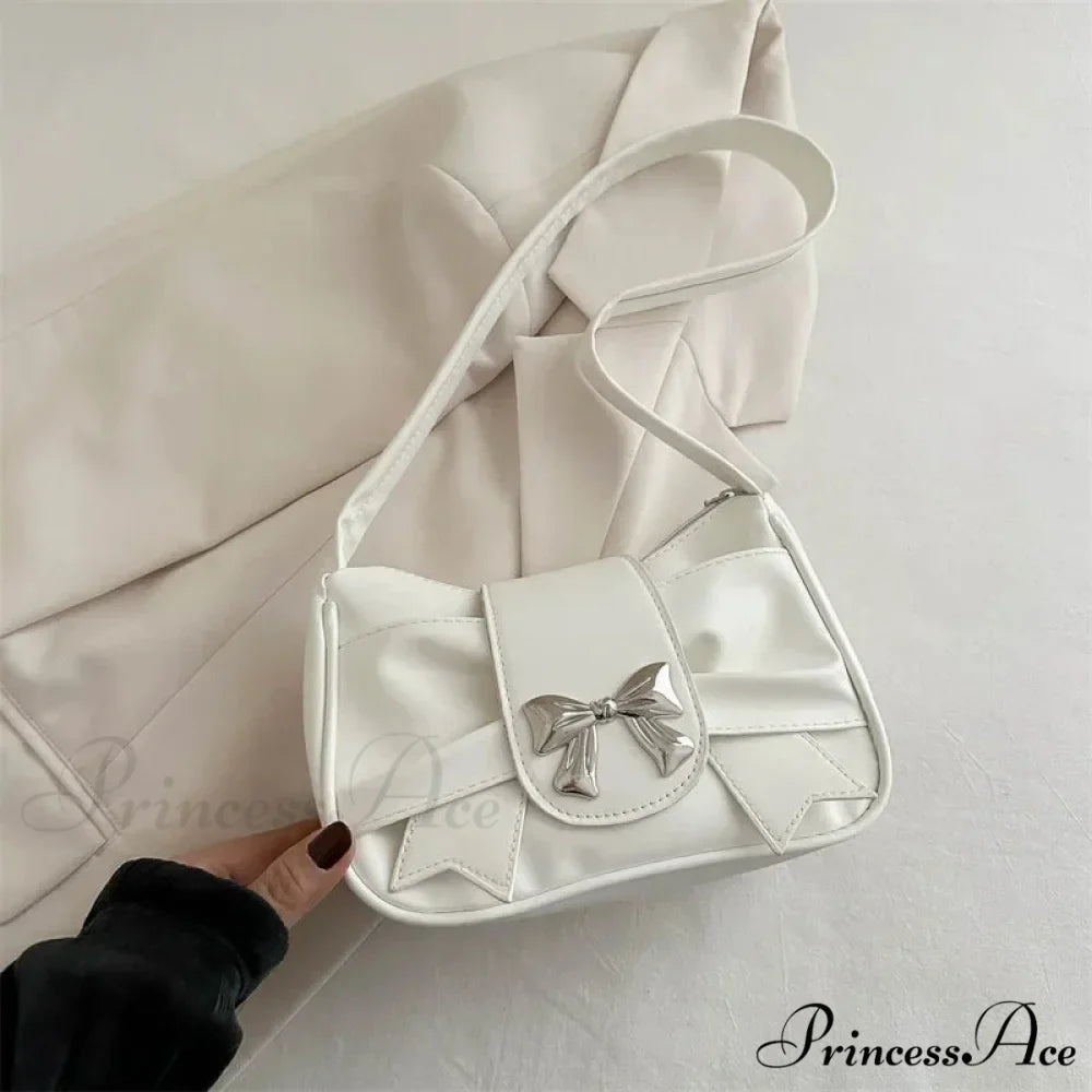 Bow Synthetic Leather Informal Shoulder Purse
