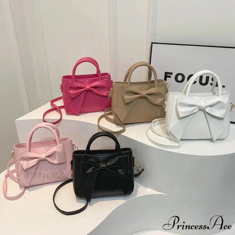 Bow Synthetic Leather Solid Underarm Purse