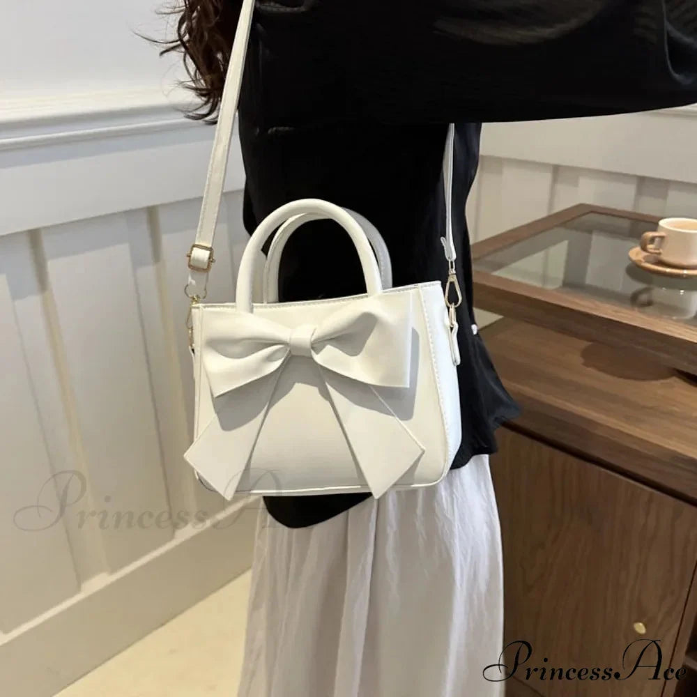 Bow Synthetic Leather Solid Underarm Purse