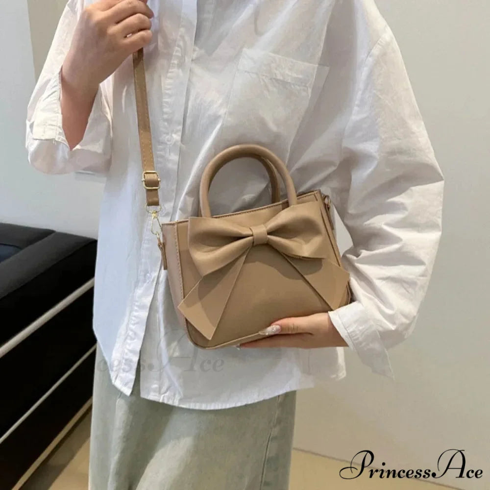 Bow Synthetic Leather Solid Underarm Purse