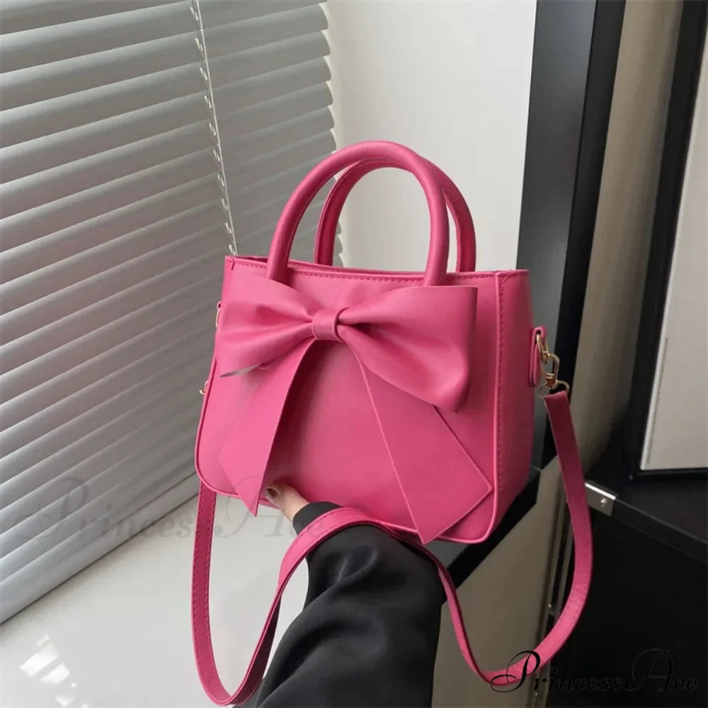 Bow Synthetic Leather Solid Underarm Purse