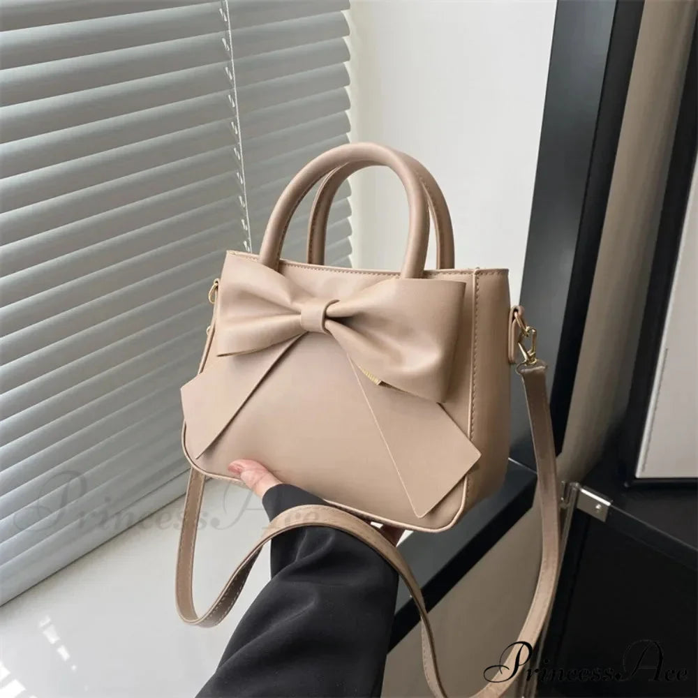 Bow Synthetic Leather Solid Underarm Purse
