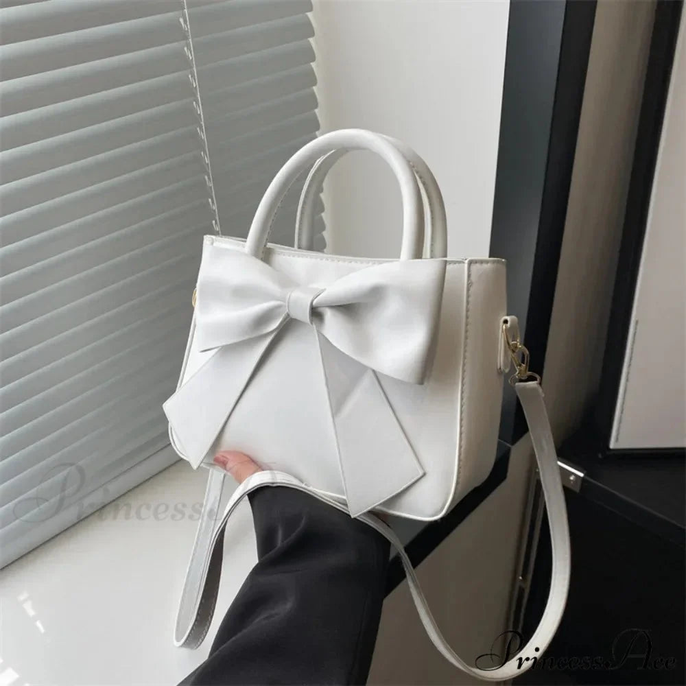 Bow Synthetic Leather Solid Underarm Purse