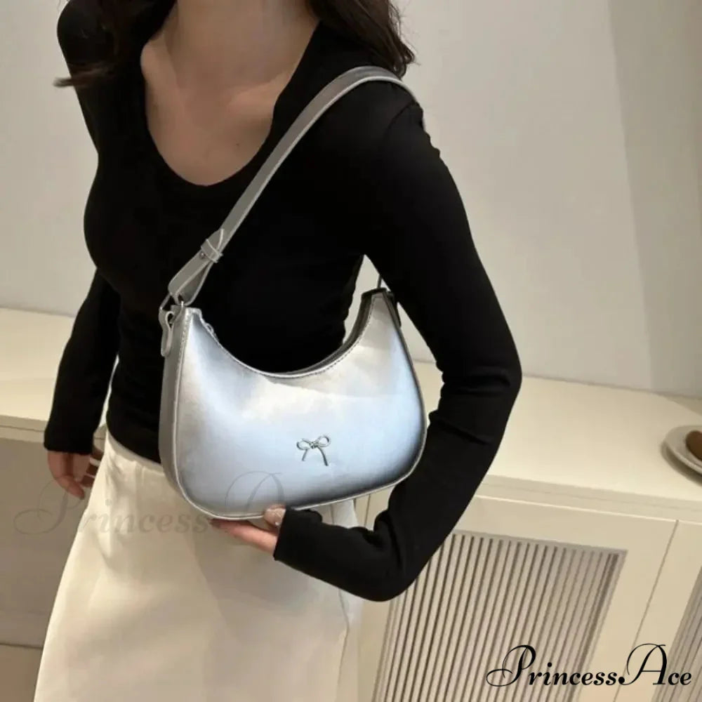 Bowknot Solid Synthetic Leather Shoulder Bag