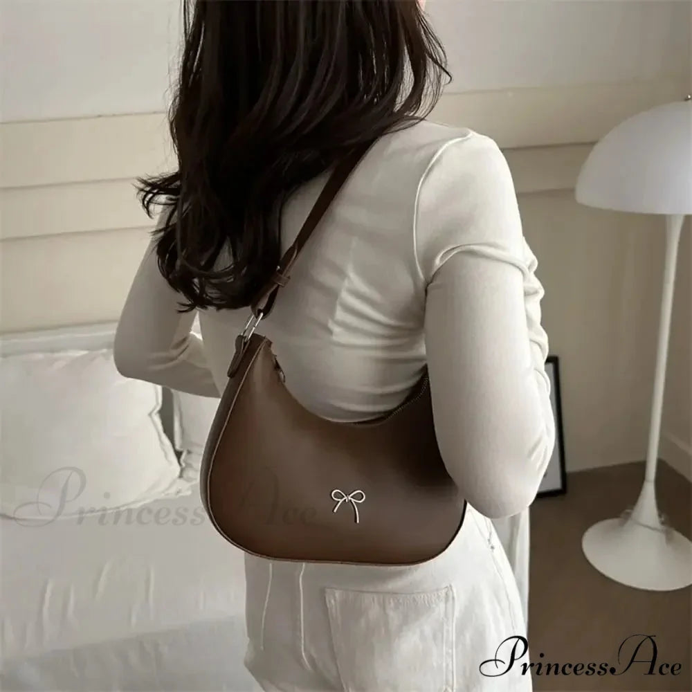 Bowknot Solid Synthetic Leather Shoulder Bag