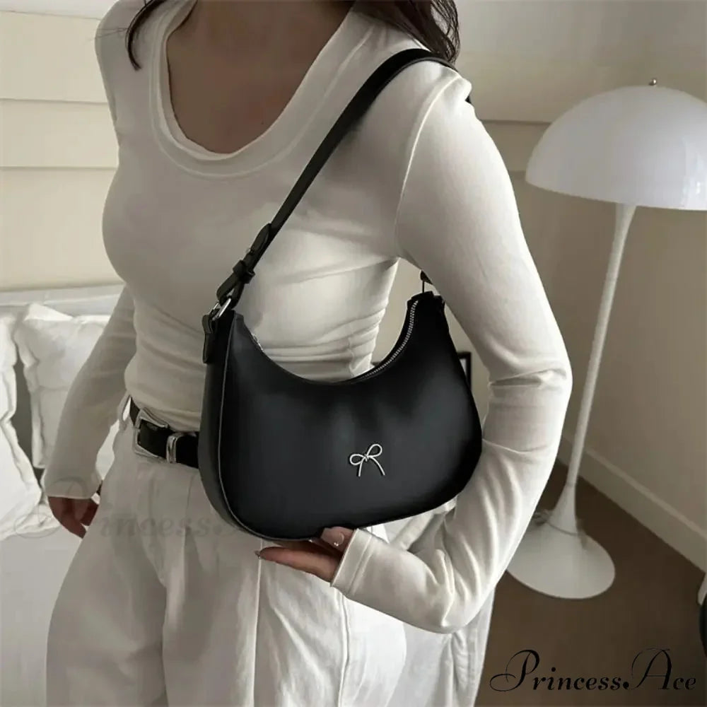 Bowknot Solid Synthetic Leather Shoulder Bag