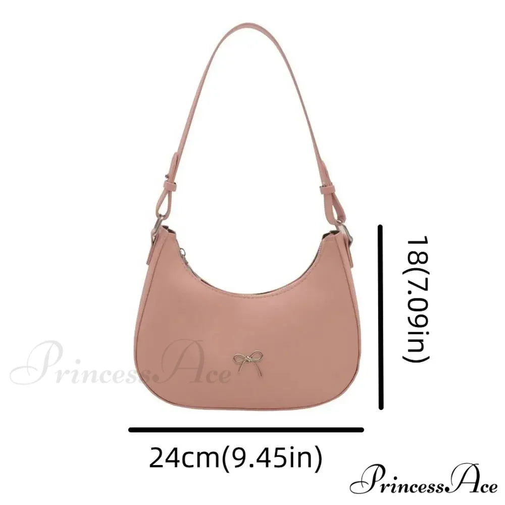 Bowknot Solid Synthetic Leather Shoulder Bag