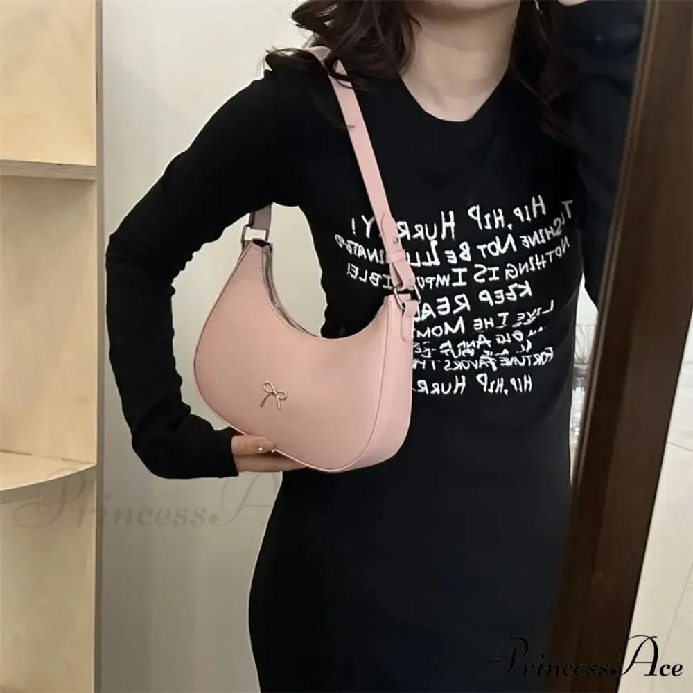 Bowknot Solid Synthetic Leather Shoulder Bag