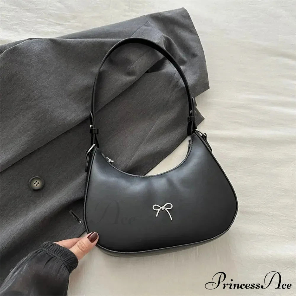 Bowknot Solid Synthetic Leather Shoulder Bag