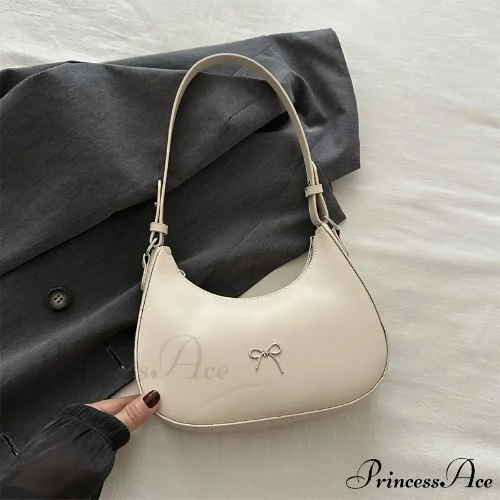Bowknot Solid Synthetic Leather Shoulder Bag