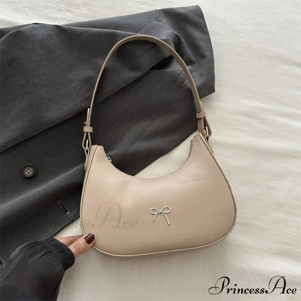 Bowknot Solid Synthetic Leather Shoulder Bag
