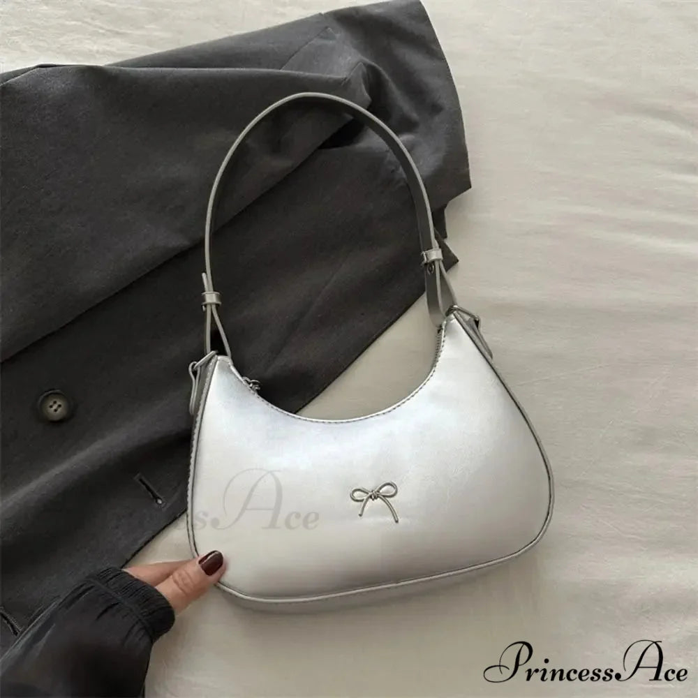 Bowknot Solid Synthetic Leather Shoulder Bag