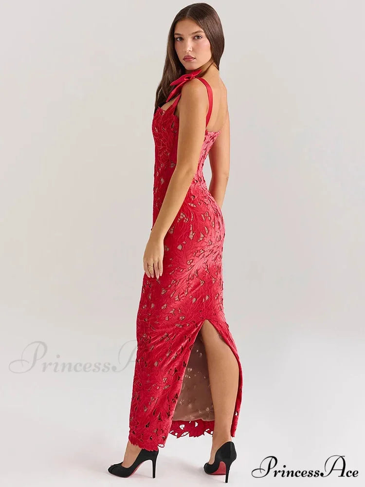 Bows Lace Sexy Maxi Party Dress