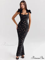 Bows Lace Sexy Maxi Party Dress