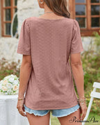 Boxy cutout neck sleeve short tee