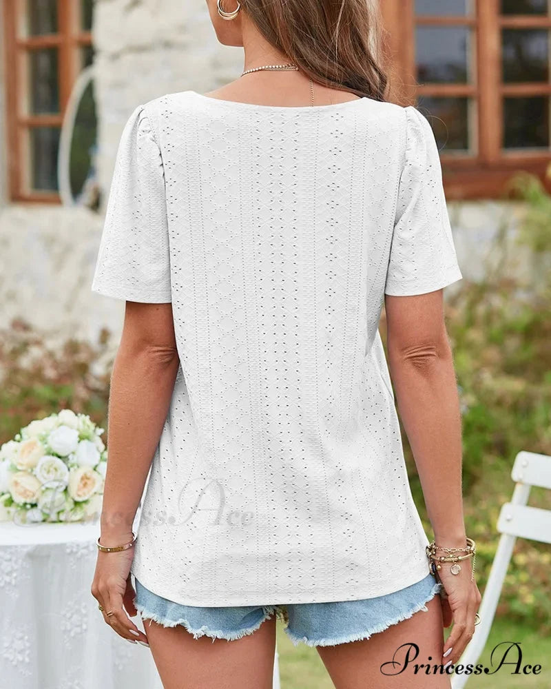 Boxy cutout neck sleeve short tee