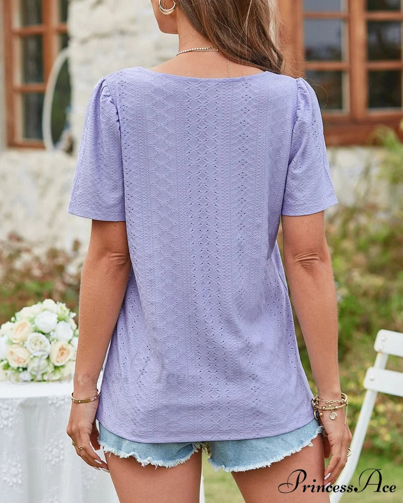 Boxy cutout neck sleeve short tee