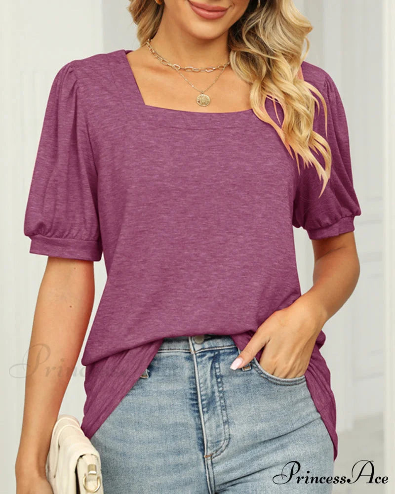 Boxy T-shirt Neck Puff with Sleeves