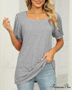 Boxy T-shirt Neck Puff with Sleeves