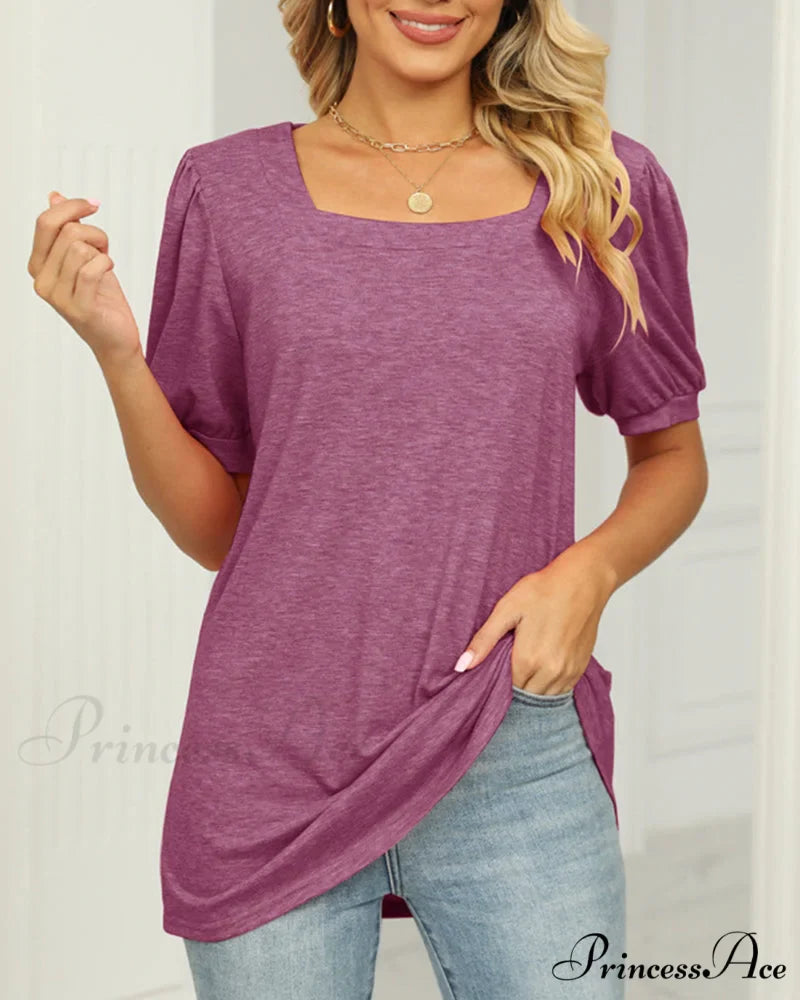 Boxy T-shirt Neck Puff with Sleeves