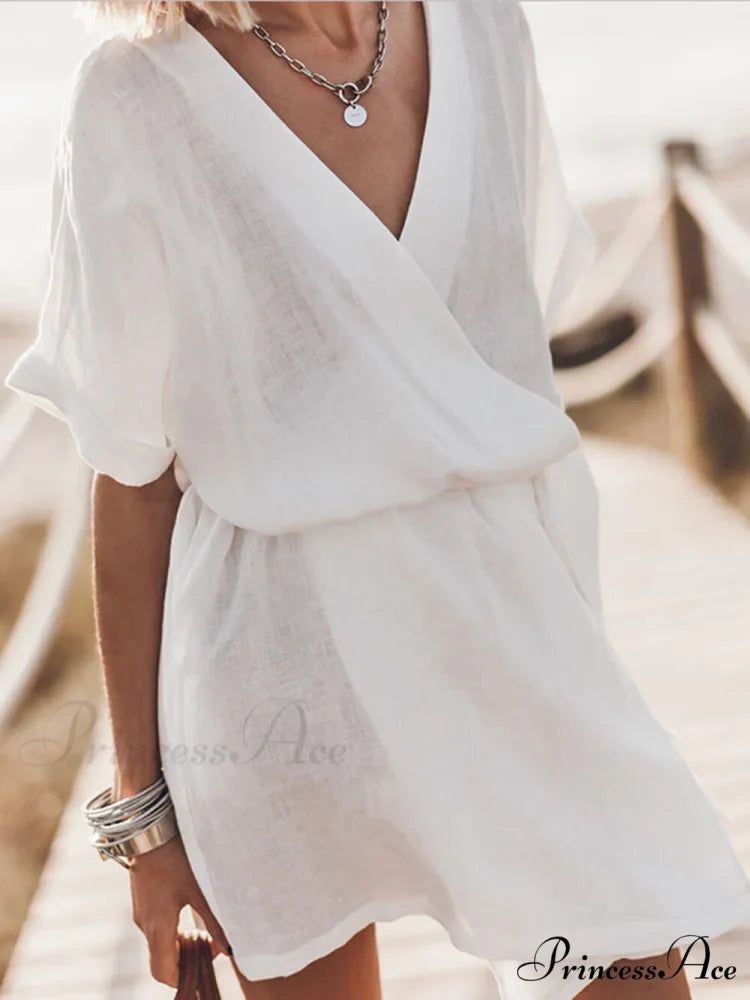 Breezy Leisure Pocketed Charming Belt Kimono Mini Dress