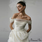 Brief Off-The-Shoulder Silk Bridal Gown