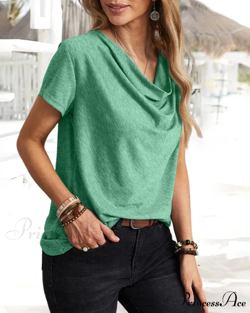 Brief T-shirt - Neck Cowl Sleeves
