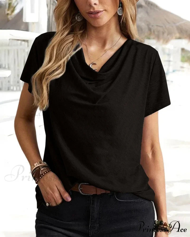 Brief T-shirt - Neck Cowl Sleeves
