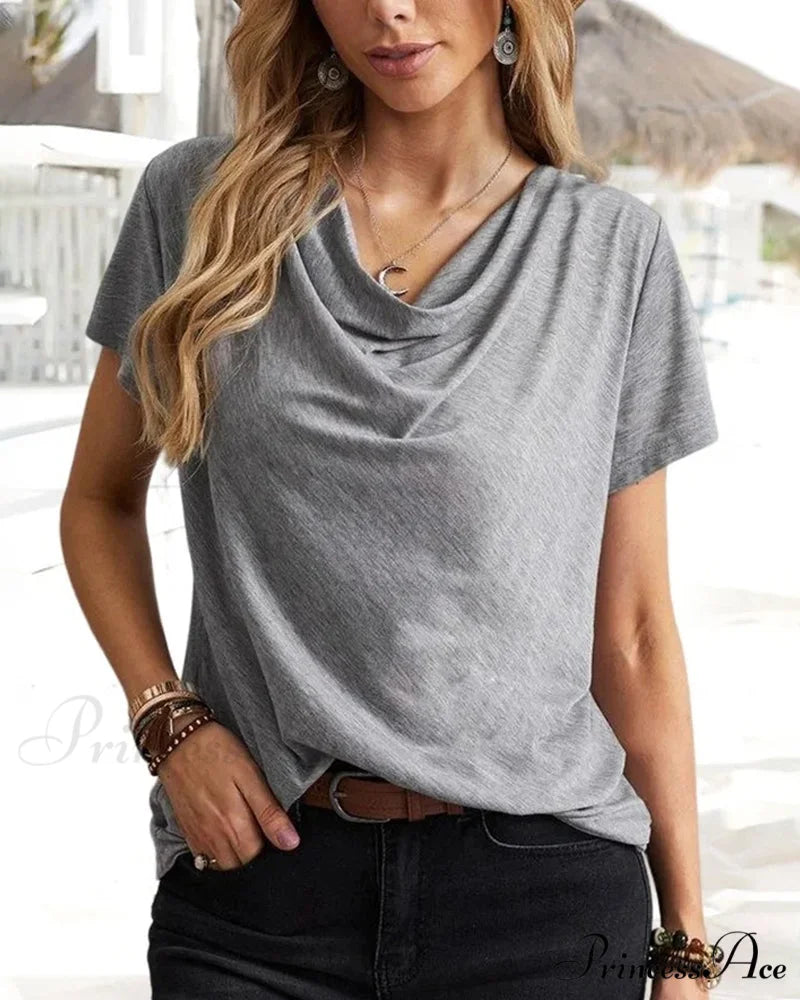 Brief T-shirt - Neck Cowl Sleeves