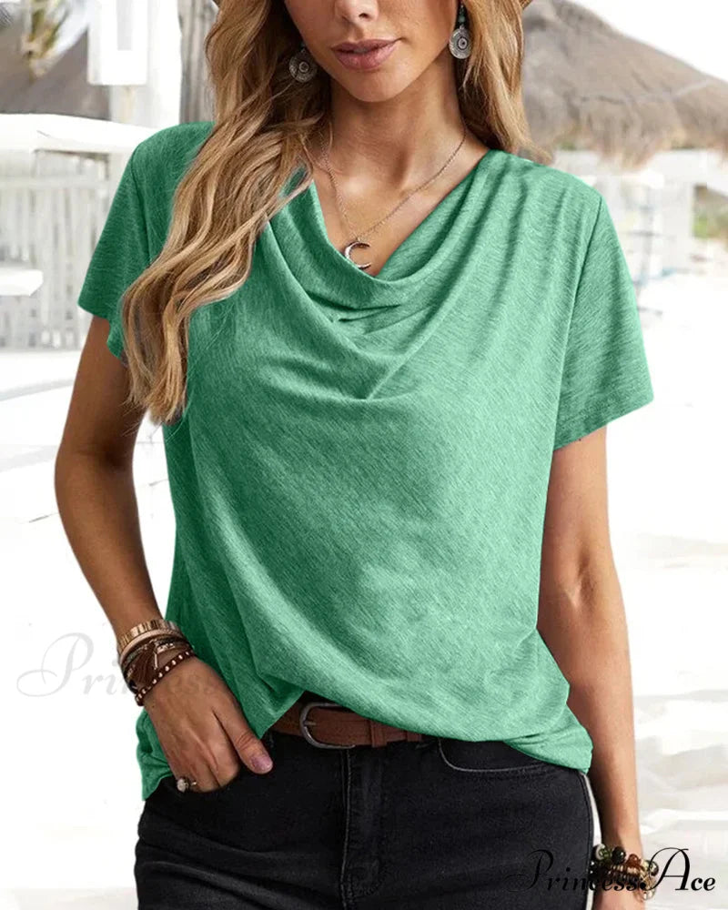 Brief T-shirt - Neck Cowl Sleeves