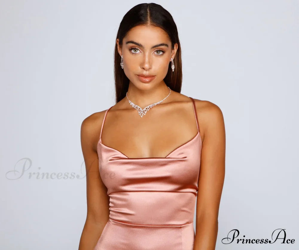 Bristol Formal Stylish Satin Lace-Up Dress