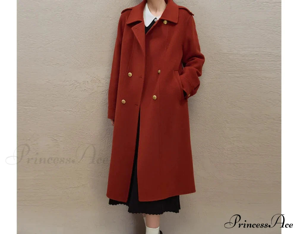 British Style Wool Red Coat