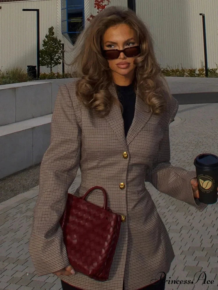 Brown Checked Suit Jacket