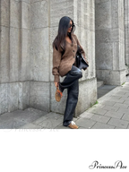 Brown Deep-neck Unmarried Buttoned Cardigan