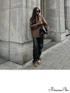 Brown Deep-neck Unmarried Buttoned Cardigan