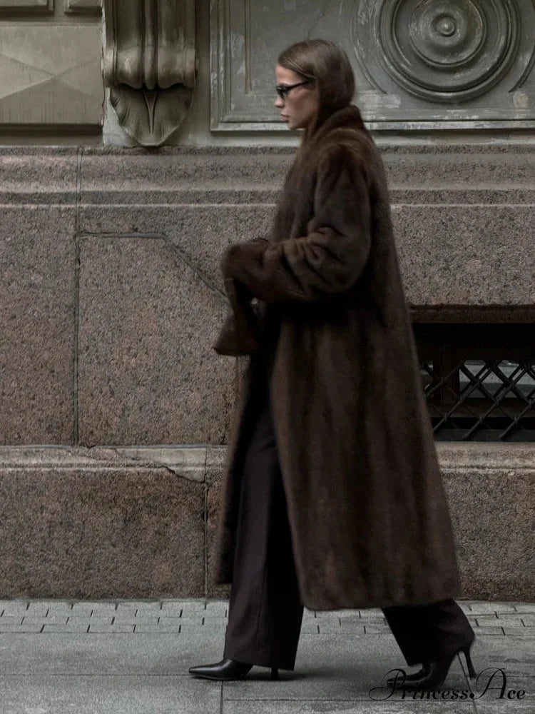 Brown Extended Sleeve Soft Furry Jacket