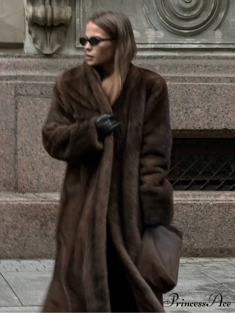 Brown Extended Sleeve Soft Furry Jacket