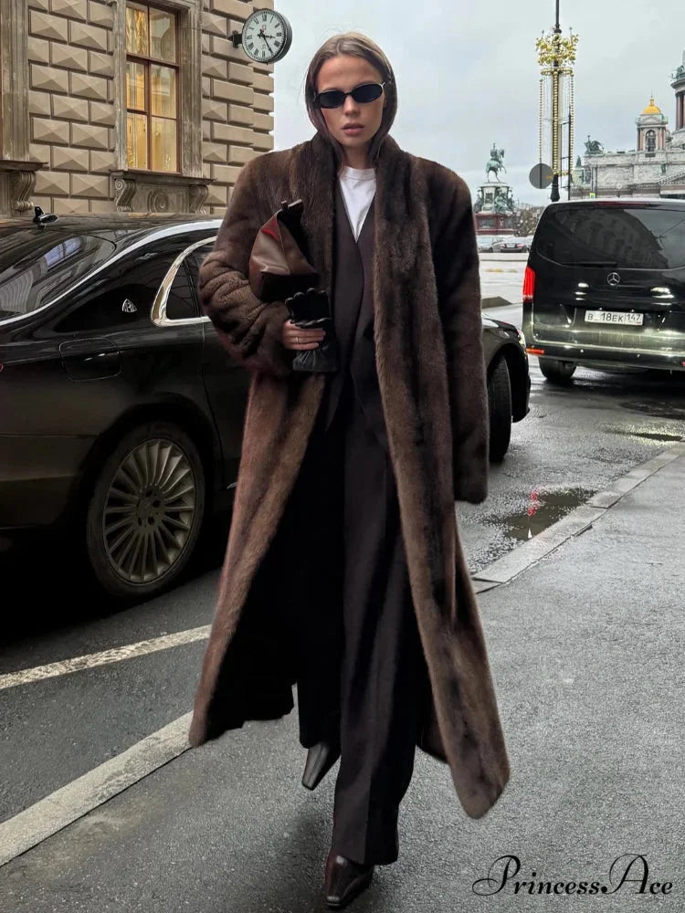 Brown Extended Sleeve Soft Furry Jacket