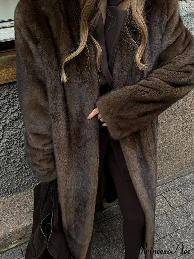 Brown Extended Sleeve Soft Furry Jacket