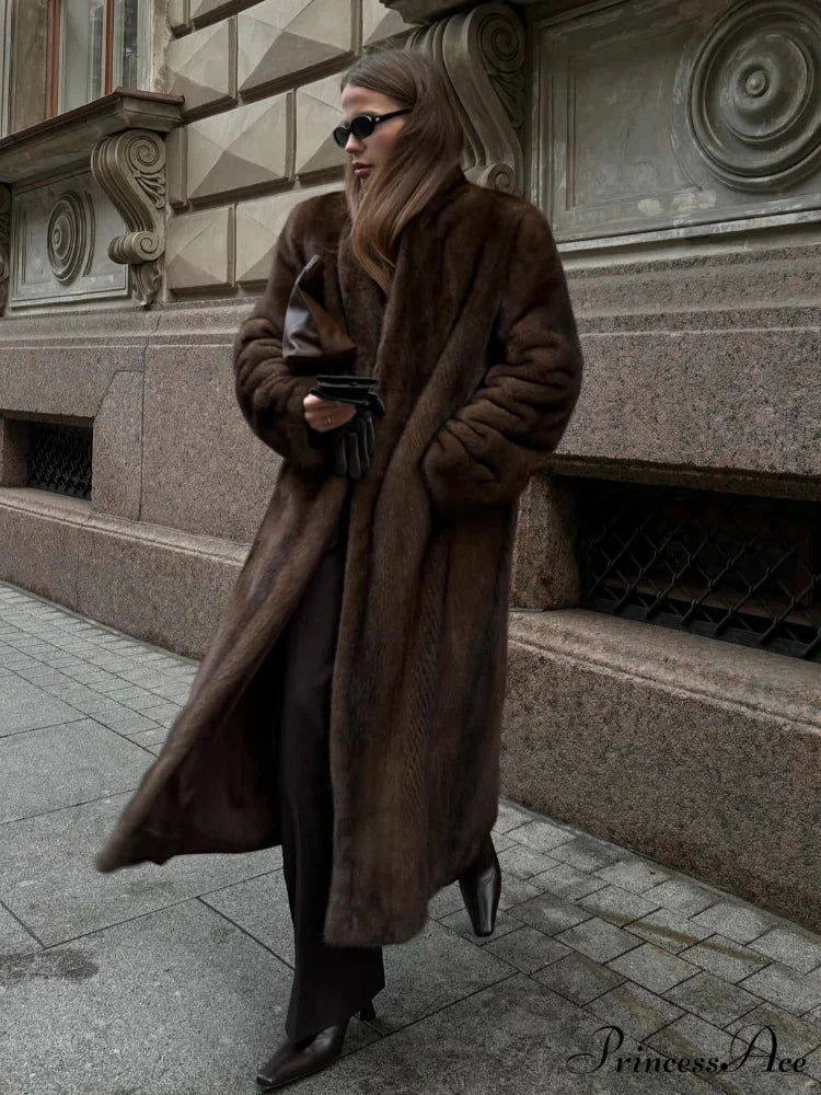 Brown Extended Sleeve Soft Furry Jacket